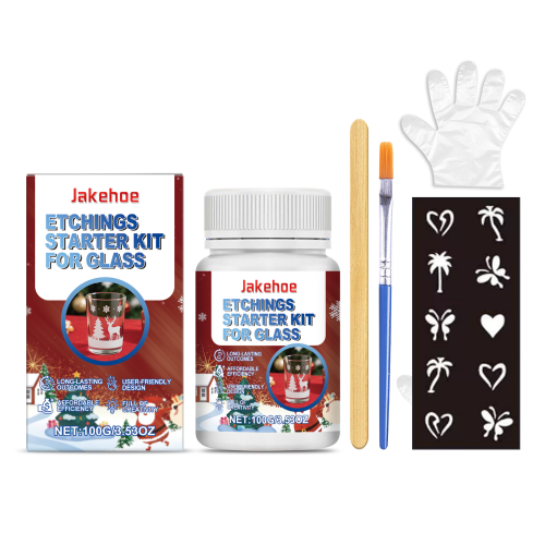 Jakehoe 玻璃磨砂蚀刻套装 杯子不褪色蚀刻图案玻璃便携设计艺术